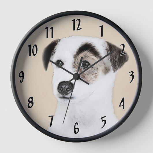 Parson Jack Russell Terrier 絵画's - Dog Art 壁時計 (正面)