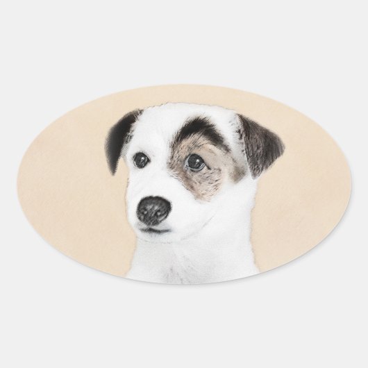 Parson Jack Russell Terrier 絵画's - Dog Art 楕円形シール (正面)