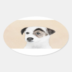 Parson Jack Russell Terrier 絵画's - Dog Art 楕円形シール