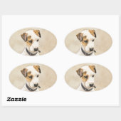 Parson Jack Russell Terrier 絵画's - Dog Art 楕円形シール (シート)
