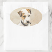 Parson Jack Russell Terrier 絵画's - Dog Art 楕円形シール (バッグ)