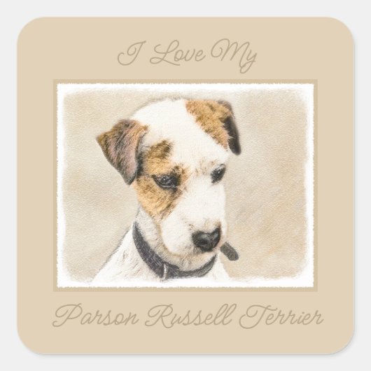 Parson Jack Russell Terrier 絵画's - Dog Art Squ スクエアシール (正面)