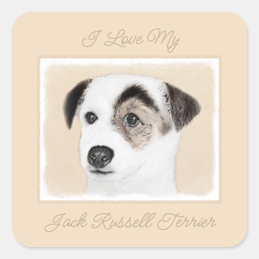 Parson Jack Russell Terrier 絵画's - Dog Art Squ スクエアシール (正面)