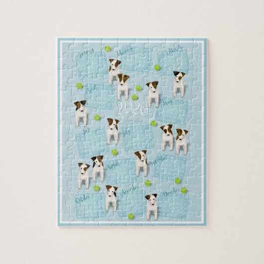 Parson Jack Russell Terriers blue 2020 calendar ジグソーパズル (縦)