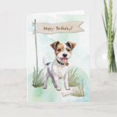 Parson Russell Terrier Dog Under Birthday Sign カード (正面)