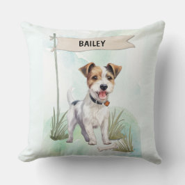 Parson Russell Terrier Watercolor Personalized Dog クッション