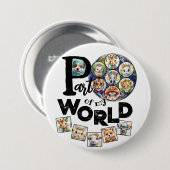 Part of My World Earth Planet Cute Animals文字 缶バッジ (正面&裏面)