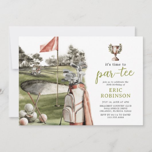 Partee Golf Adult Birthday 招待状 (正面)