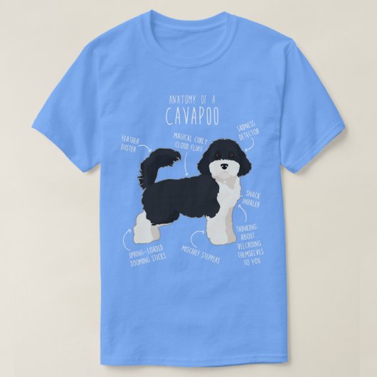 Parti Cavapoo犬の解剖学2 Tシャツ (デザイン正面)