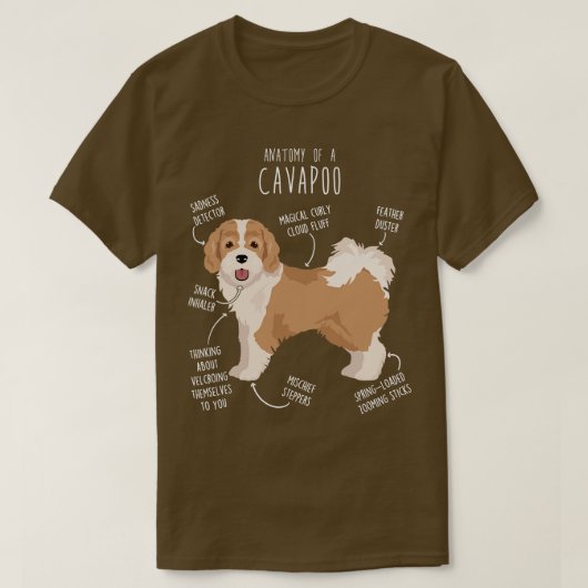Parti Cavapoo Dog Antomy Tシャツ (デザイン正面)