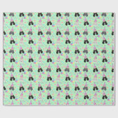Parti Poodle Birthday Gift Wrapping Paper Green ラッピングペーパー (フラット)