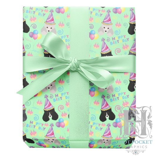 Parti Poodle Birthday Gift Wrapping Paper Green ラッピングペーパー