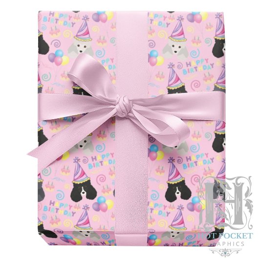 Parti Poodle Birthday Gift Wrapping Paper Pink ラッピングペーパー