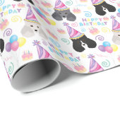 Parti Poodle Birthday Gift Wrapping Paper White ラッピングペーパー (ロールコーナー)