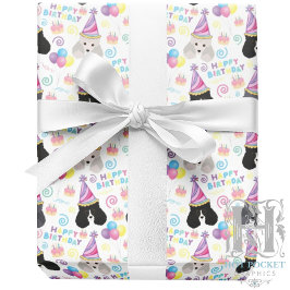 Parti Poodle Birthday Gift Wrapping Paper White ラッピングペーパー