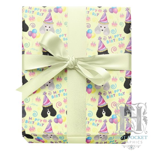 Parti Poodle Birthday Gift Wrapping Paper Yellow ラッピングペーパー