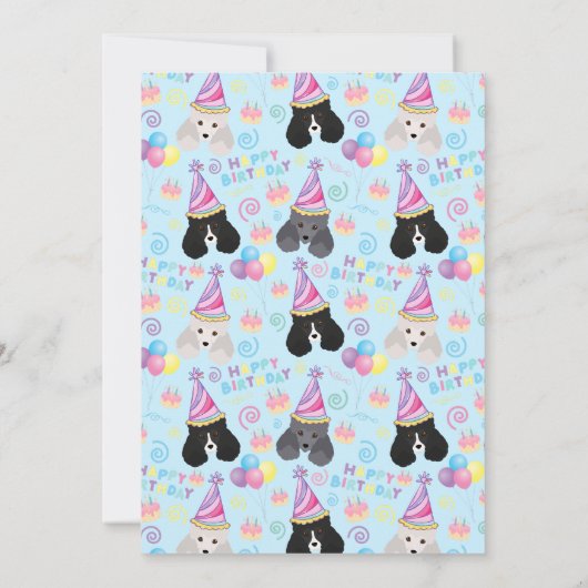 Parti Poodle Birthday Invitation in Blue 招待状 (裏面)