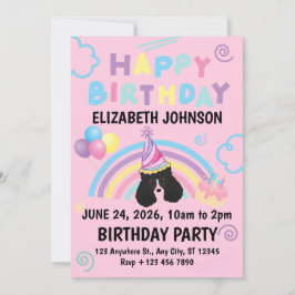 Parti Poodle Birthday Invitation in Pink 招待状