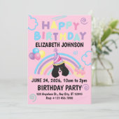 Parti Poodle Birthday Invitation in Pink 招待状 (スタンド正面)