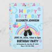 Parti Poodle Birthday Party Invitation Blue 招待状 (正面/裏面)