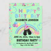 Parti Poodle Birthday Party Invitation Green 招待状 (正面/裏面)