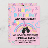 Parti Poodle Birthday Party Invitation Pink 招待状 (正面/裏面)