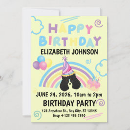 Parti Poodle Birthday Party Invitation Yellow 招待状