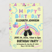 Parti Poodle Birthday Party Invitation Yellow 招待状 (正面/裏面)