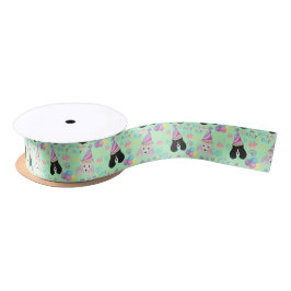 Parti Poodle Birthday Satin Ribbon in Green サテンリボン