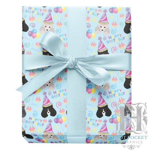 Parti Poodle Wrapping Paper in Blue ラッピングペーパー