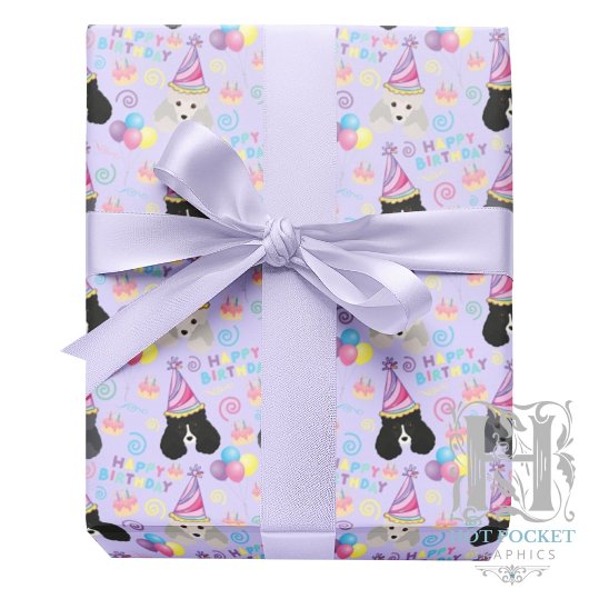 Parti Poodle Wrapping Paper in Purple ラッピングペーパー