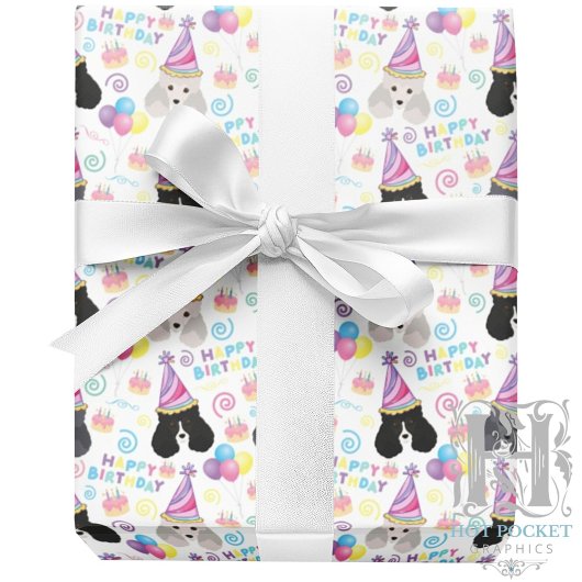 Parti Poodle Wrapping Paper in White ラッピングペーパー