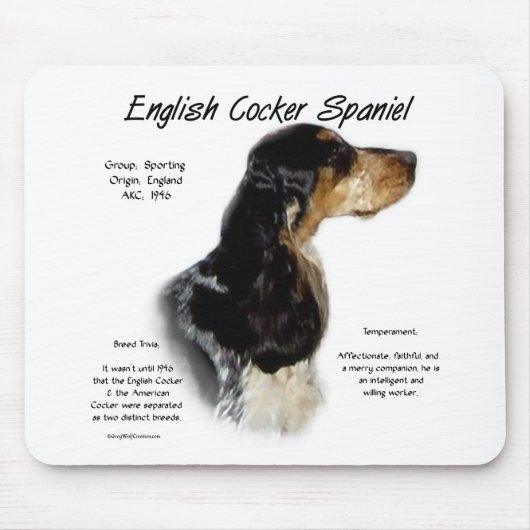 Parti Roan English Cockerスパニエル犬履歴 マウスパッド (正面)