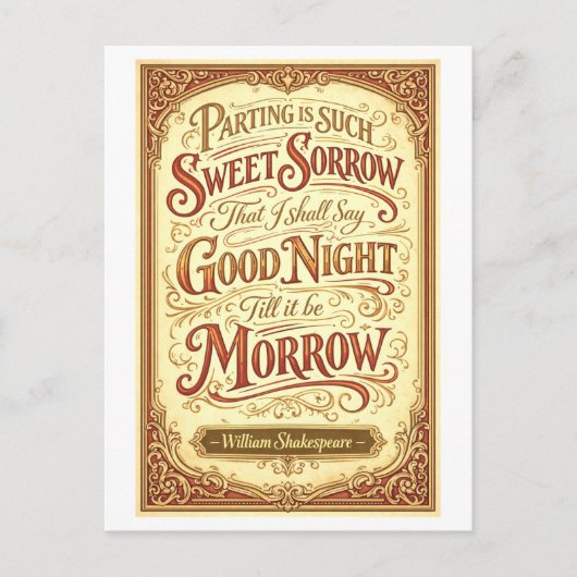 "Parting Is Such Sweet Sorrow" Shakespeare ポストカード (正面)