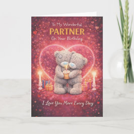 Partner Birthday Card – Romantic Bear Design カード