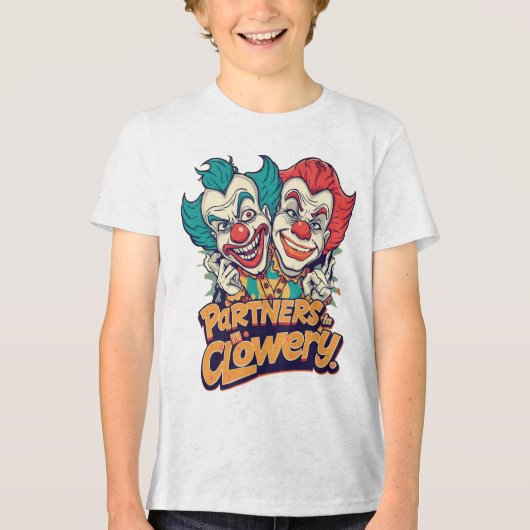 Partners in Clowery (Funny Clown Pun) トライブレンドTシャツ (正面)