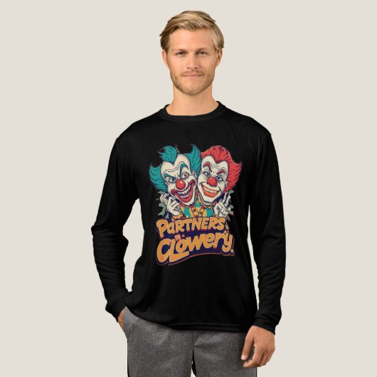 Partners in Clowery (Funny Clown Pun) トライブレンドTシャツ (正面全体)