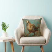 Partridge against blue / gold background cushion クッション (椅子)