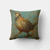 Partridge against blue / gold background cushion クッション (裏面)