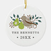 Partridge and Pear Personalized Holiday Photo セラミックオーナメント (正面)