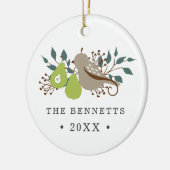 Partridge and Pear Personalized Holiday Photo セラミックオーナメント (左)