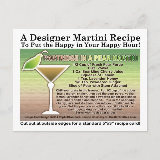 Partridge in a Pear Martiniレシピはがき ポストカード (正面)