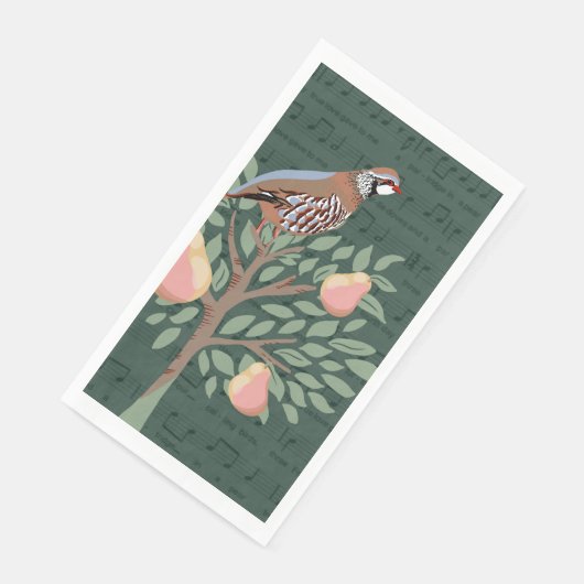 Partridge in a pear tree Christmas Carole on green (コーナー)