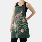 Partridge in a pear tree Christmas Carole on green エプロン (インサイチュ)