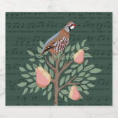 Partridge in a pear tree Christmas Carole on green スパークリングワインラベル (シングルラベル)
