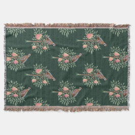 Partridge in a pear tree Christmas Carole on green スローブランケット