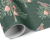 Partridge in a pear tree Christmas Carole on green ラッピングペーパー (ロールコーナー)