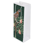 Partridge in a pear tree Christmas Carole on green ワインギフトバッグ (正面アングル)