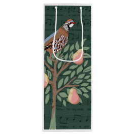 Partridge in a pear tree Christmas Carole on green ワインギフトバッグ