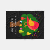 Partridge In A Pear Tree Twelve Days Of Christmas  フリースブランケット (正面(横))